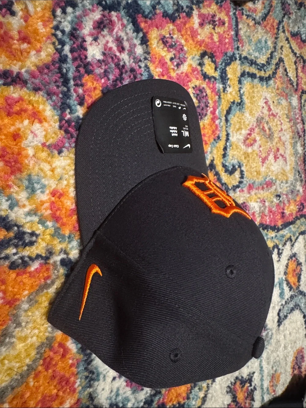 Nike Black Hat with Orange Detroit 'D' Logo